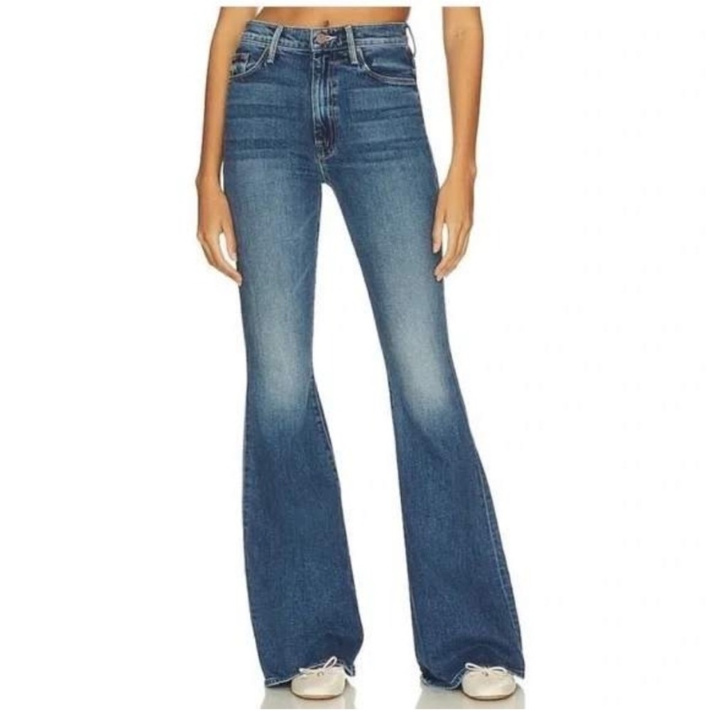 MOTHER || Super‎ Cruiser Flares in Smashing Banjos Stretch Blue 24